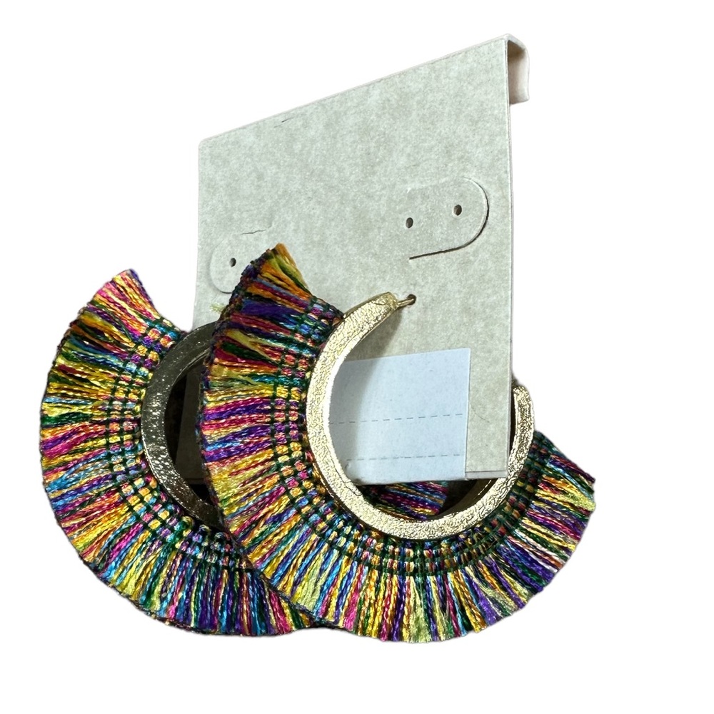 NORDSTROM: NWT Multi-Color Fan Shape Tassel Earrings